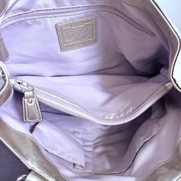 COACH Soho F18751 Cream Leather Medium East West Tote Shoulder Bag Gold Trim - Picture 4 of 13